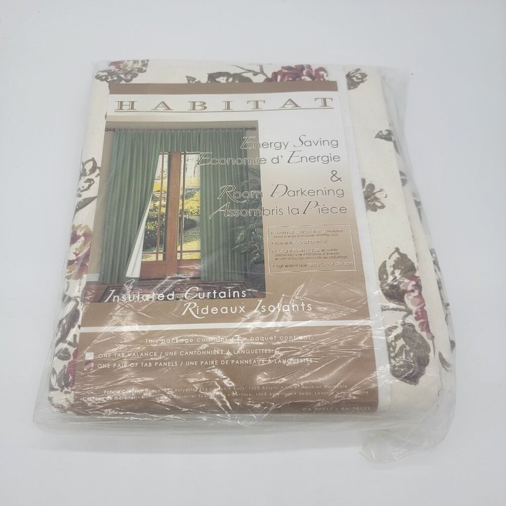 Habitat Cabbage Rose Pair Of Room Darkening Tab Curtain Panels‎ Floral 80X84 NEW